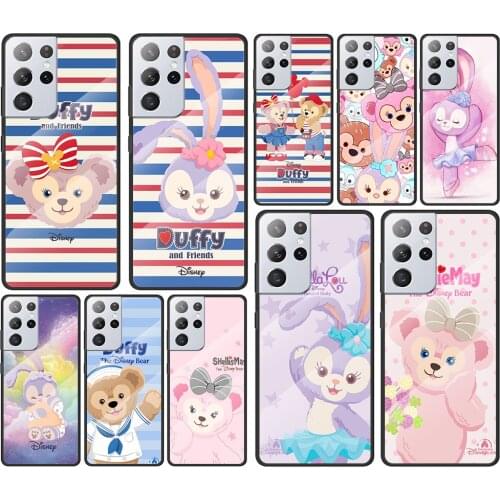 Duffy Disney Bear Cute for Samsung Galaxy S21 Ultra Plus A72 A52 4G 5G M51 M31 M21 Luxury Tempered Glass Phone Case Cover