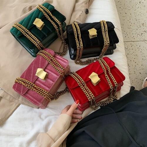 2020 Luxury square shoulder chain evening clutch crossbody women bags vintage purses velvet handbags