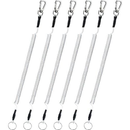 RXBC 6pcs Fishing Coiled Lanyard Heavy Duty Safety Boating Rope Retractable Wire Rope