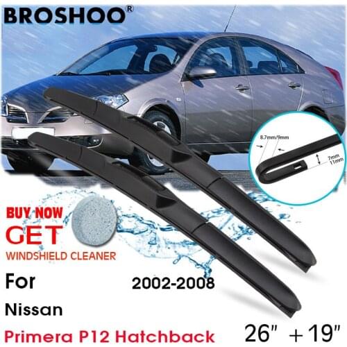 Car Wiper Blade Front Window Windscreen Windshield Wiper Blades Accessories For Nissan Primera P12 Hatchback 26"+19" 2002-2008