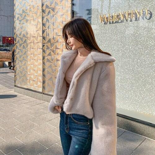 Fur Coat Faux Fur Coat Plush Blouse Teddy Jacket Mink Fur Yarn Solid Womens Winter Jacket Button Overcoat Female Fashion Slim