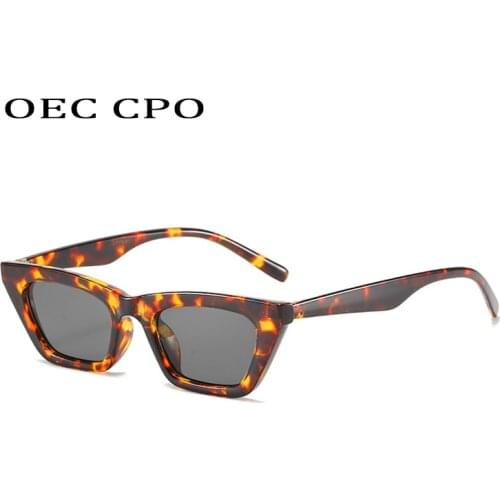 OEC CPO Small Cat eye Sunglasses Women Vintage square Glasses Sexy Leopard Sun Glasses Female Ladies fashion Eyewear UV400 O621
