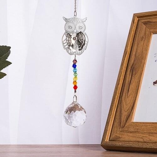 Owl Crystal Suncatcher Prism Ball Rainbow Maker Chandelier Decor Chakra Window Garden Hanging Pendant Ornament