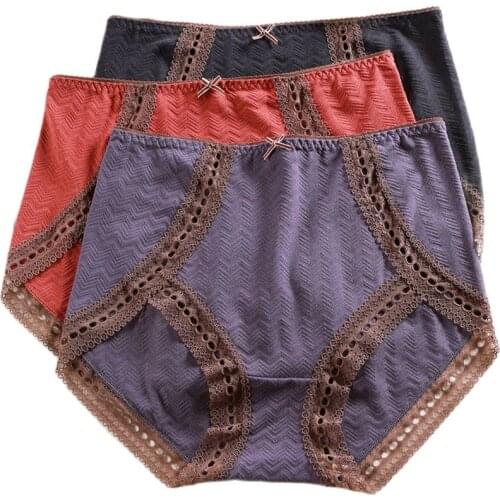 Women Cotton Panties Large Size Sexy Lace High Waist Breathable color Underwear Ladies Briefs High elasticity Pantie Female100KG