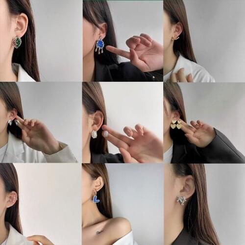 VIVILADY Vintage Creative Water Drop Butterfly Pearl Lava Bow Cross Pendant Stud Earrings Female Piercing Bijoux Drop Shipping