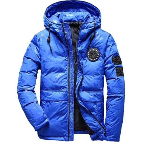 High Quality Men Winter Warm Feather Jacket Mens Hooded Camouflage Parka Jackets White Mens Thick Jacket Ultralight Down Jacket