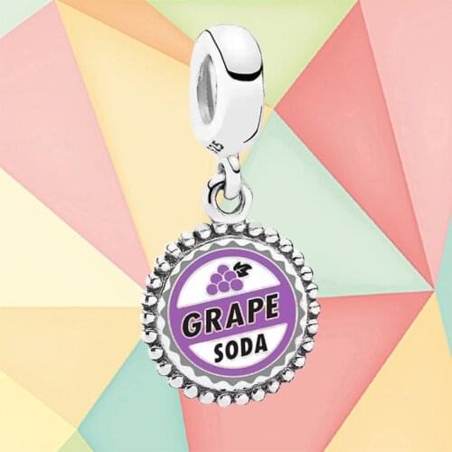 2019 100%925 Sterling Silver 1:1 Grape Soda Powder Dean Charm Womens Pendant Diy Bracelet Beaded Free Shipping Birthday Gift