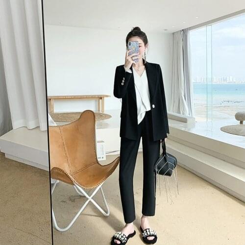 Women pant suits formal new temperament commuting suit 9 points pants professional suit womens fashion women 2 piece set