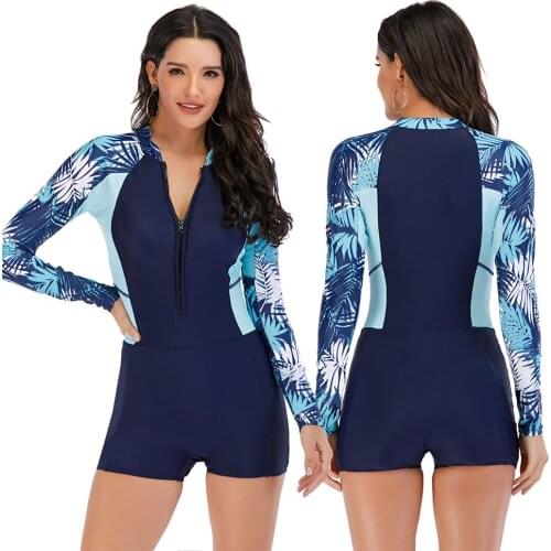 New Women Surfsuit Surfing Suits Swimsuit Black Beach Long Sleeve One Piece Swimwear For Female Swimming Bathing Wear