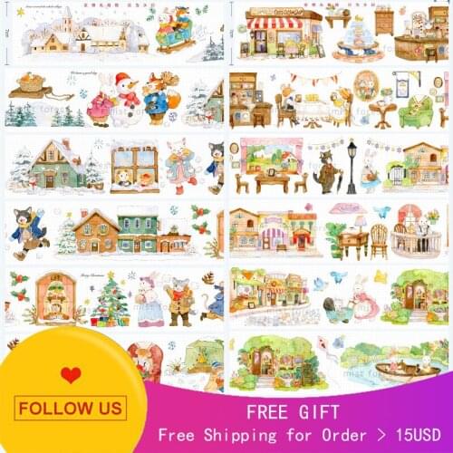 1 Loop Washi Tape Sample Cat Cafe Warm Winter Decorative Landscaping House