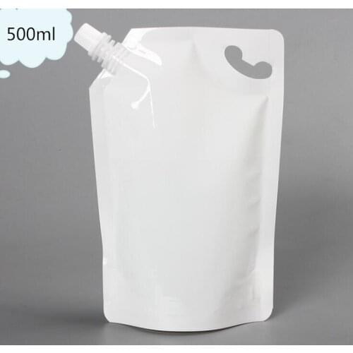 14*22cm 500ml 500Pcs White Empty Doypack Spout Bag Jelly Juice Wine Drinking Stand Up Spout PE Poly Party Package Pouch