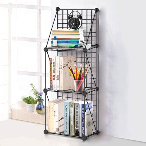 2/3/4/5 Tiers Multilayer Combination Iron Bookshelf Storage Rack Bookcase Organizer Floor Bedroom Kitchen Storage Shelf Rack