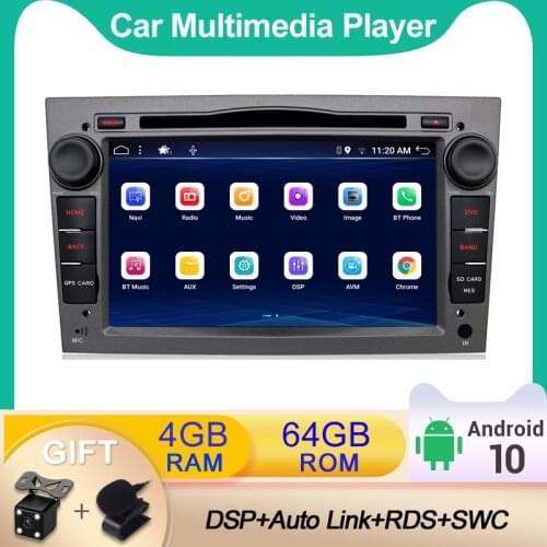 2 Din Car Multimedia Player Radio Stereo Audio GPS DVD DSP Carplay Android 10.0 For Opel Astra H Vectra Corsa Zafira 4G+64G