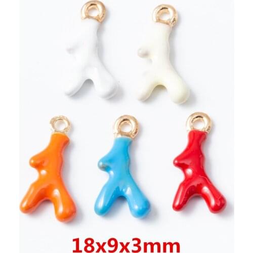 20pcs coral antlers Dripping oil Light Gold zinc alloy metal pendant charms for diy jewelry making 6732