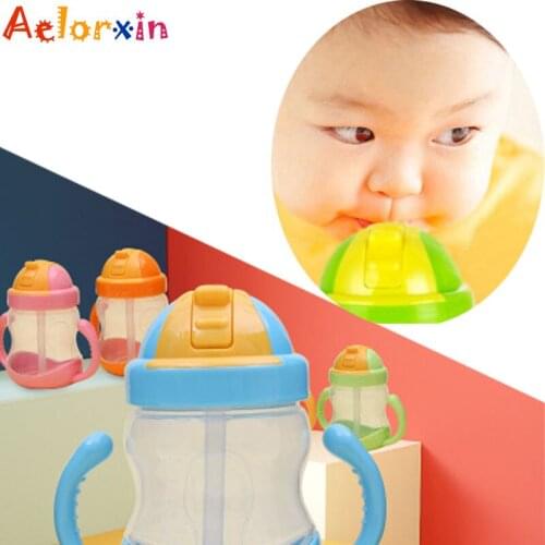 280ml Baby Bottles New Double Handle Baby Trainer Cup Straw Type Cup Baby Kids Children Feeding Drinking Water Cup Water Bottle