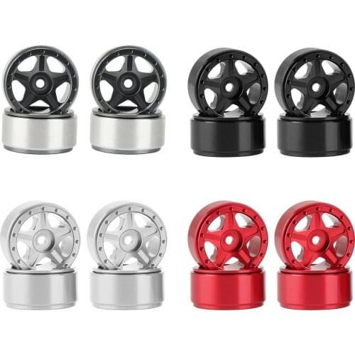 4Pcs 1.0Inch CNC Metal Beadlock Wheel Rim Hub for 1/24 RC Crawler Car Axial SCX24 90081 AXI00001 AXI00002 Parts
