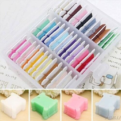 6 Colors 100Pcs Embroidery Floss Craft Thread Bobbin Cross Stitch Storage Holder Plastic Sewing Accessories Drop ship
