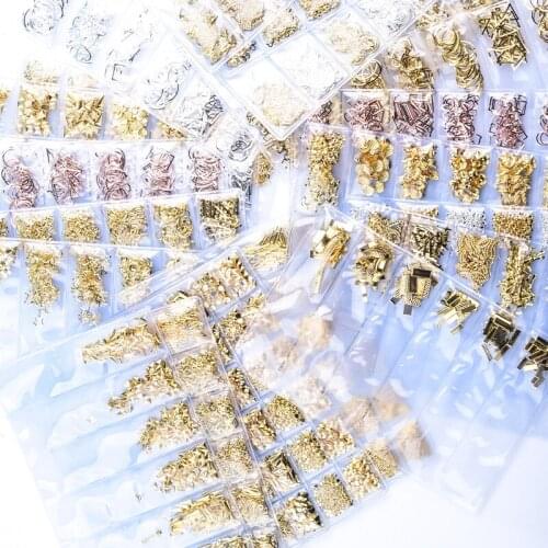 6 grid/Bag Mix Hollow Metal Frame Nail Art Decorations Gold Rivet Nail Stickers Manicure Accessorries Nail Slider DIY