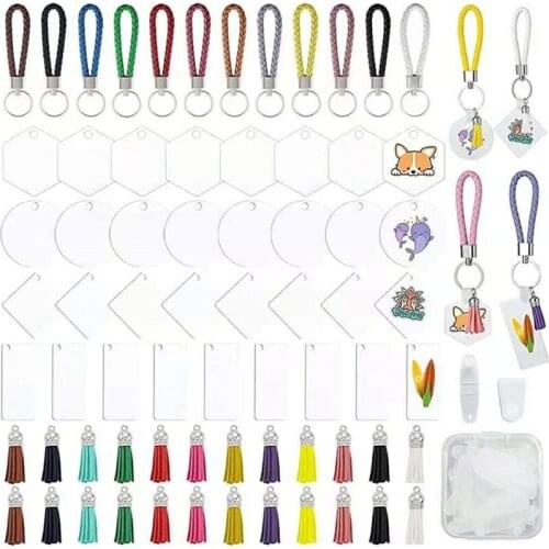 Acrylic Keychain Blanks 144Pcs Clear Keychains Including 4 Shapes 32pcs Acrylic Blanks 32pcs Key Rings 24pcs Key Chain