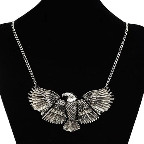 Bohemian Smetal Chain Necklace Personality Silver Wings Eagle Necklace For Birthday Gifts Jewelry Gifts