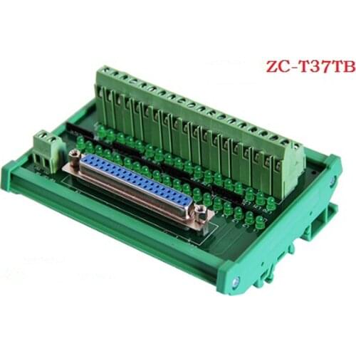 DB37 female connectors terminal block breakout board adapter DIN Rail Type with Led Indicator