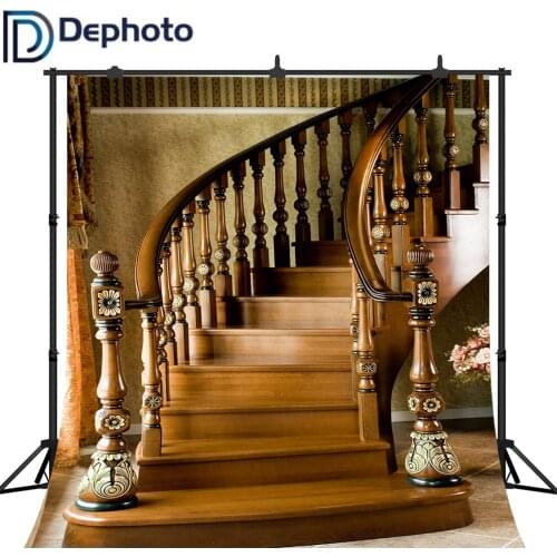 Dephoto Backdrop for Photographic Studio Wood Stairs Luxurious Indoor Professional Background Photocall Photobooth