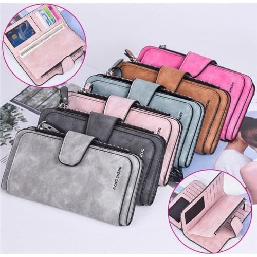 Laamei Long Wallet Women Scrub Leather Lady Purses High Quality Ladies Clutch Wallet Long Female Wallet Carteira Feminina