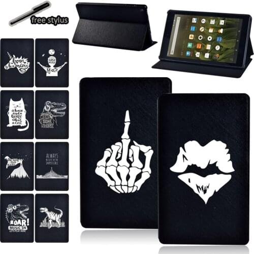 For Amazon Fire HD 8/HD 8 Plus/HD 10/Fire 7 Tablets Case Pu Leather Drop Resistance Cover Case + Free Stylus