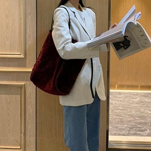 Sided Shopper Hairy Double Bag High Capacity Bucket Bag Womens Armpit Fashion Shoulder Bag Soft Handle Open Pocket Handbag