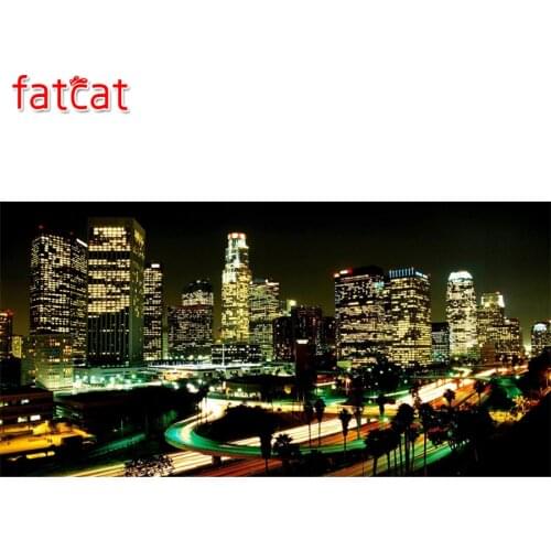 FATCAT Large size Diy Diamond Painting city night view Cross Stitch Kits Full square round 5d Diamond Embroidery Mosaic AE477