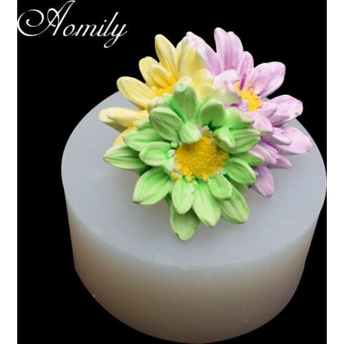 Aomily Chrysanthemum Patten Cake Silicone Molds Fondant Cake Decorating Tools Chocolate Candy Mold Resin Clay Mould Baking Tool