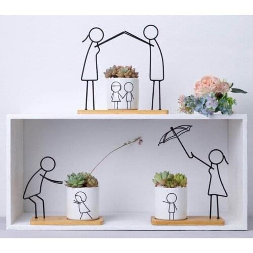 Creative Ceramic Iron Flower Pot Vase Nordic Style White Plant Pot Ceramic Crafts Fleshy Flower Plant Vase Home Decoration