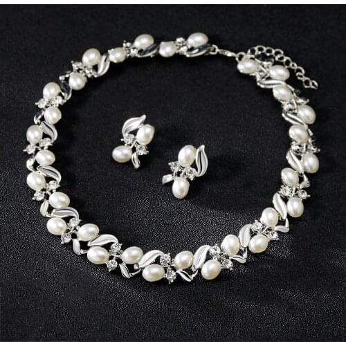 Round Simulated Pearl Costume Bridal Wedding Jewelry Sets Earrings Necklace Sets for Women Jewelery Set