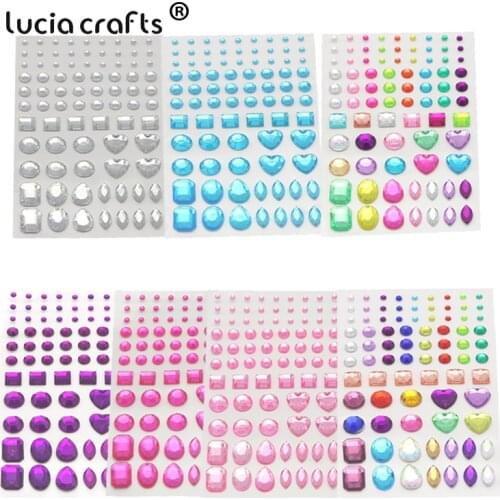 Lucia crafts 1sheet/lot Self-adhesive Acrylic Gem Rhinestones Stickers DIY Scrapbook Art Decor C0805