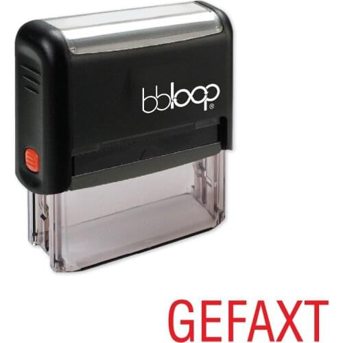 BBloop German Language "GEFAXT" Self-Inking Stamp, Rectangular, Laser Engraved, RED