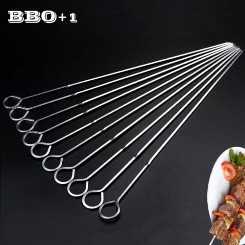 10pcs Metal BBQ Skewers Square Barbecue Sticks Shish Kabob Skewers BBQ Grilling Needles 38cm 15in Long BBQ Skewer Set Cook Tools