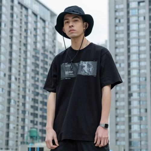 CROXX Techwear Mens Graphic Cotton T-shirt 'Error Warning' Hip Hop Punk Fashion Streetwear