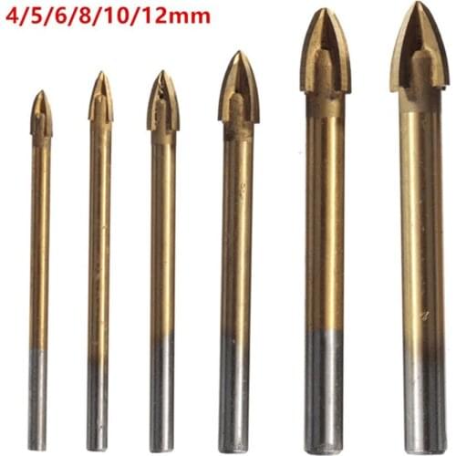 4-12mm Cross Tile Drill Bits Titanium Carbide Ceramic Wood Glass Drill Bit Set Wall Concrete Spear Hole Opener 4/5/6/8/10/12mm