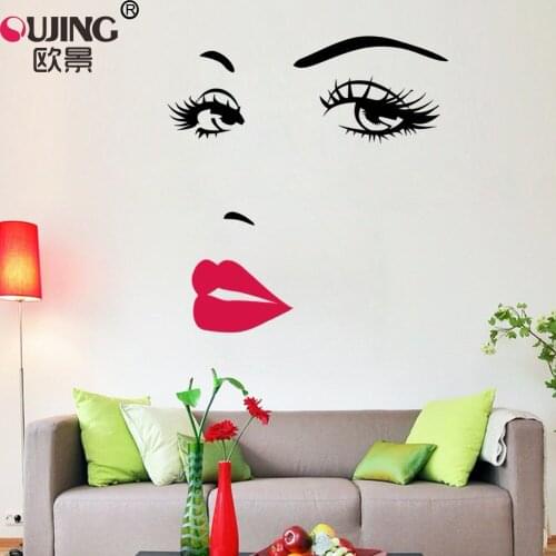 New Audrey Hepburn Carved Avatar Wall Stickers Sexy Lips Big Eyes Portrait Wallpaper Home Decor Bedrom Living Room PVC Art Mural