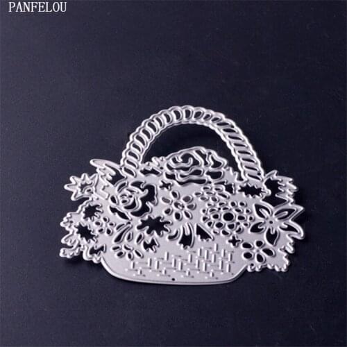 PANFELOU Easter Spring flower basket shape Scrapbooking card album paper die metal craft stencils punch cuts dies cutting