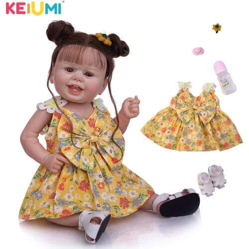 KEIUMI 22 Inch Full Silicone Reborn Baby Doll Realistic Reborn Toddler Baby Dolls Bath Toy For Childen Birthday Gift Toy