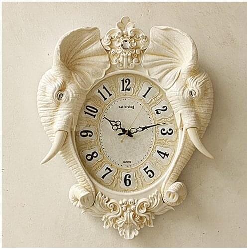 Crafts Arts Home decoration Lucky Elephant clock retro European style garden wall clock quartz clock pendulum large living room