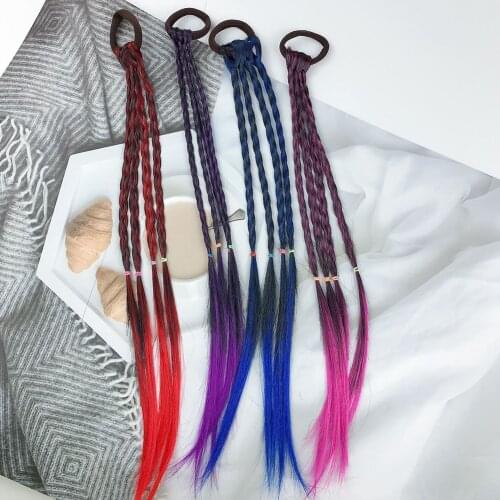 Hot Sale Scrunchie Women Girls Elastic Hair Rubber Bands With wig Accessories Tie Hair Rope Ring Holder Ornaments Headdress