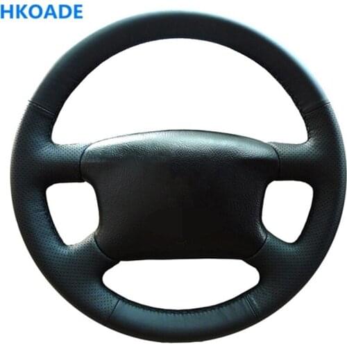 DIY Black Leather Hand-stitched Car Steering Wheel Cover for Volkswagen Skoda Octavia 1999-2005 Passat B5 VW Golf 4