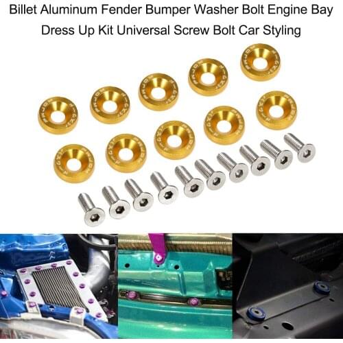 Car Styling 20PCS Bolt Aluminum Fender Bumper Washer License Plate Bolt Engine Bay Dress Screw Billet Kit