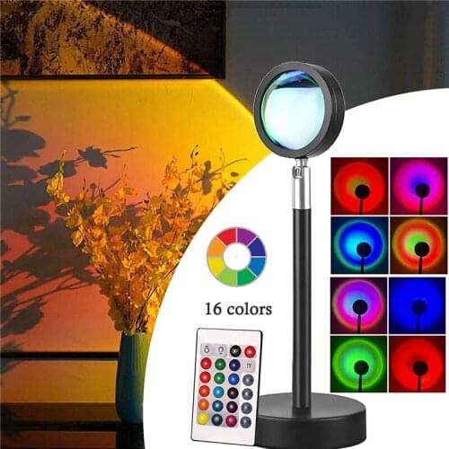 Led Night Lights New Remote Sunset Projector Lamp Rainbow Table Decor Sun Projection Light For Room Background Desk Decoration