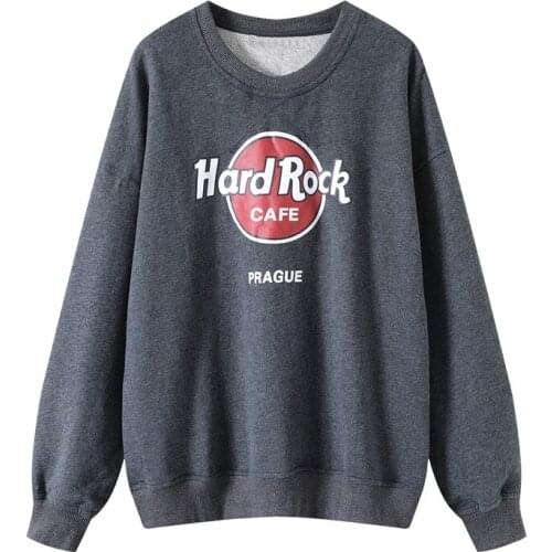 Oversize Girls Soft Cotton Vintage Swertshirt 2021 Office Ladies Fleece Pullovers Loose Women Lazy Letter Crew Neck Sweater