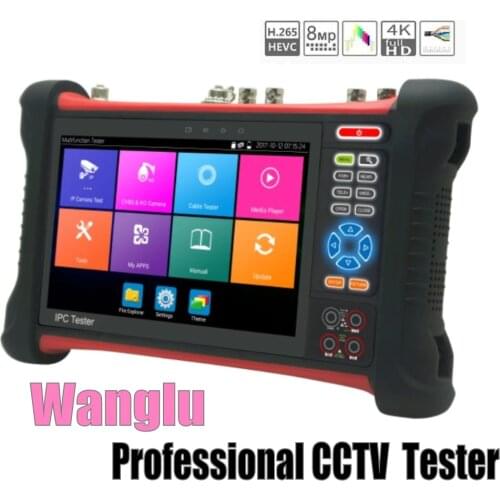 Wanglu Professional CCTV Tester Monitor X7 H.265 4K 8MP TVI CVI AHD SDI CVBS IP Camera tester with TDR, Multimeter,Cable trace