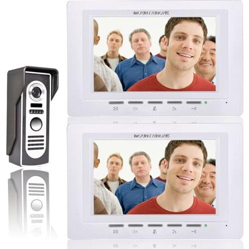 Visual Intercom Doorbell 7'' LCD Wired Video Door Phone System 2pc white Indoor Monitor 700TVL Outdoor IR Camera Support Unlock