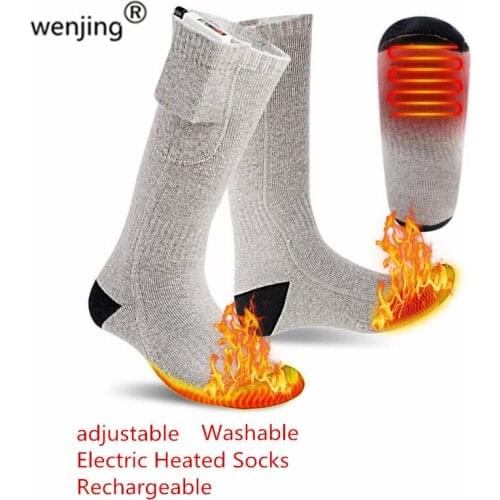 WJES1 Women Men unisex size Winter Adjustable Rechargeable Warmer Electric Heated cotton Socks